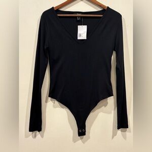 NWT Forever 21 Black Long Sleeve Bodysuit size L
